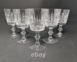 SET OF FIVE! 5 3/8 White Wine Glasses CUT CRYSTAL Edinburgh Fan Diamond Goblet