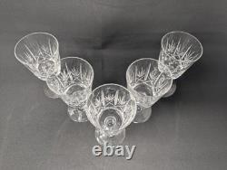 SET OF FIVE! 5 3/8 White Wine Glasses CUT CRYSTAL Edinburgh Fan Diamond Goblet