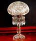SIGNED Antique Cut Crystal Table Lamp ABP American Brilliant Period HUBBELL 1910