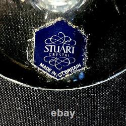 STUART CRYSTAL WOBURN GOLD WINE GLASSES, Cut Crystal, 8, 12 oz, ENGLAND, 2PCS