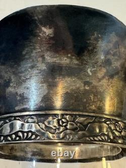 STUNNING! Antique Silver Colored Collar Spout Cut Crystal Glass Pitcher Ewer 12