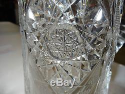 STUNNING Vintage Cut Glass Crystal Large Water Drink Pitcher 8.75 x 5