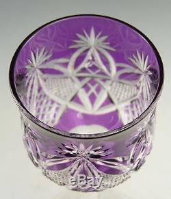 ST LOUIS Crystal Art DECO Cut Coloured Hock Glasses Amethyst Set of 6