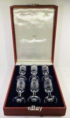 S/6 Vintage Cartier De Sevres Cut Crystal Cordial Glasses In Box. (1924)