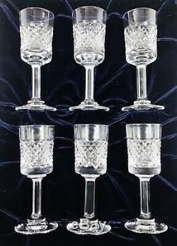 S/6 Vintage Cartier De Sevres Cut Crystal Cordial Glasses In Box. (1924)