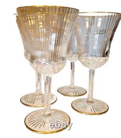 Saint Louis Apollo Gold Trimmed Crystal Glasses France 1982 never used set of 3