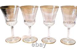 Saint Louis Apollo Gold Trimmed Crystal Glasses France 1982 never used set of 3
