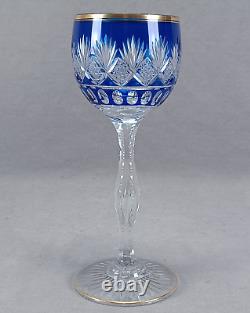 Saint Louis Cobalt Cut to Clear & Gilt #1001 Lafayette Stem Hock Wine Glass