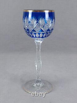 Saint Louis Cobalt Cut to Clear & Gilt #1001 Lafayette Stem Hock Wine Glass
