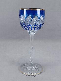 Saint Louis Cobalt Cut to Clear & Gilt #1001 Lafayette Stem Hock Wine Glass