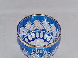 Saint Louis Cobalt Cut to Clear & Gilt #1001 Lafayette Stem Hock Wine Glass