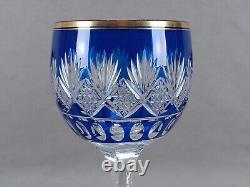 Saint Louis Cobalt Cut to Clear & Gilt #1001 Lafayette Stem Hock Wine Glass