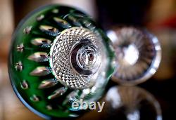 Saint Louis Crystal TOMMY 7 3/4 Emerald Green Cut To Clear Wine Glasse/Hock(s)