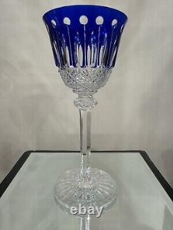 Saint Louis Crystal Tommy 7-3/4 Blue Cut To Clear Wine Glass Goblet