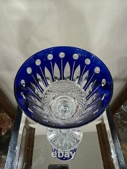 Saint Louis Crystal Tommy 7-3/4 Blue Cut To Clear Wine Glass Goblet