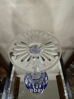 Saint Louis Crystal Tommy 7-3/4 Blue Cut To Clear Wine Glass Goblet