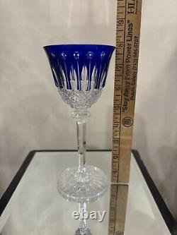 Saint Louis Crystal Tommy 7-3/4 Blue Cut To Clear Wine Glass Goblet