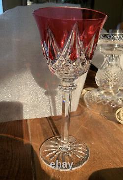 Saint Louis Crystal Wine Glass Cranberry Cut To Clear Star Style 8 Tall