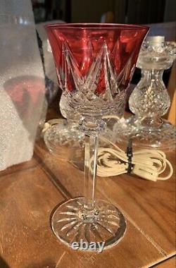 Saint Louis Crystal Wine Glass Cranberry Cut To Clear Star Style 8 Tall