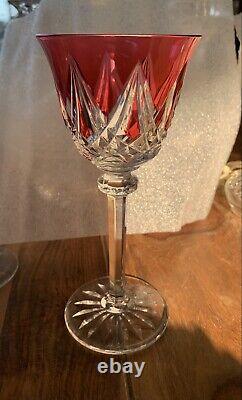 Saint Louis Crystal Wine Glass Cranberry Cut To Clear Star Style 8 Tall