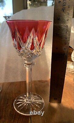 Saint Louis Crystal Wine Glass Cranberry Cut To Clear Star Style 8 Tall