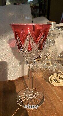 Saint Louis Crystal Wine Glass Cranberry Cut To Clear Star Style 8 Tall