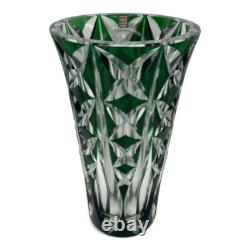 Saint Louis Cut Glass Flower Vase Crystal Green Art Interior Engraved Unused