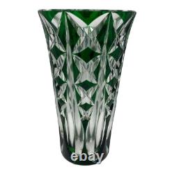 Saint Louis Cut Glass Flower Vase Crystal Green Art Interior Engraved Unused