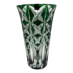 Saint Louis Cut Glass Flower Vase Crystal Green Art Interior Engraved Unused