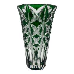 Saint Louis Cut Glass Flower Vase Crystal Green Art Interior Engraved Unused