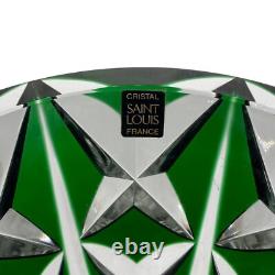 Saint Louis Cut Glass Flower Vase Crystal Green Art Interior Engraved Unused