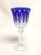 Saint Louis TOMMY Blue Cut To Clear Crystal Glass 6 Claret Wine Goblet France