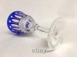Saint Louis TOMMY Blue Cut To Clear Crystal Glass 6 Claret Wine Goblet France