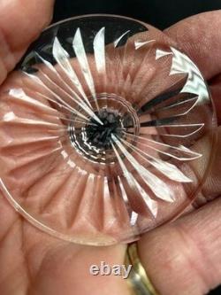 Saint Louis TOMMY Blue Cut To Clear Crystal Glass 6 Claret Wine Goblet France