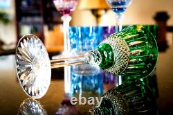 Saint/St. Louis Crystal Tommy Green Cut To Clear 7 3/4 Wine Glass/Hock Signed
