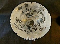 Sasaki Modern Cubist Cut-to-frost Crystal Bowl Artist Signed