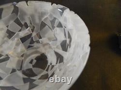 Sasaki Modern Cubist Cut-to-frost Crystal Bowl Artist Signed