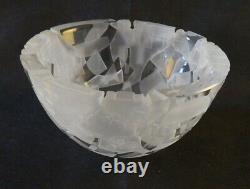 Sasaki Modern Cubist Cut-to-frost Crystal Bowl Artist Signed