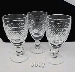 Set 3 Waterford Cashel White Wine Glass Cut Crystal 4 1/2 Discontinued