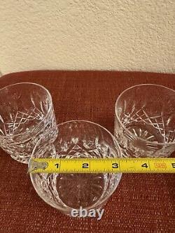 Set 3 Waterford Lismore Cut Crystal Old Fashioned Tumbler Glasses 3 3/8