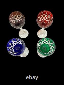 Set 4 Ajka Godinger Dynasty Hungary Wine Stem Glass Cut To Clear Crystal