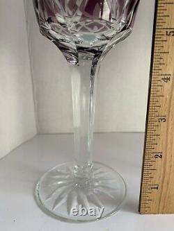 Set 4 Ajka Purple Cut Crystal Arabella Amethyst WATER GOBLET ice tea WINE glass