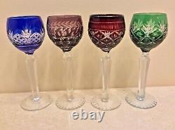 Set 4 Bohemian/Czech Cut to Clear Crystal Hock Cordial Goblets