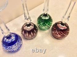 Set 4 Bohemian/Czech Cut to Clear Crystal Hock Cordial Goblets