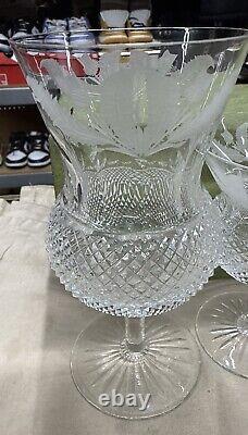 Set 5 Edinburgh Scotland Thistle Pattern Cut Crystal Glasses 6.5 4-7/8 4-1/2