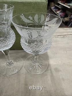 Set 5 Edinburgh Scotland Thistle Pattern Cut Crystal Glasses 6.5 4-7/8 4-1/2