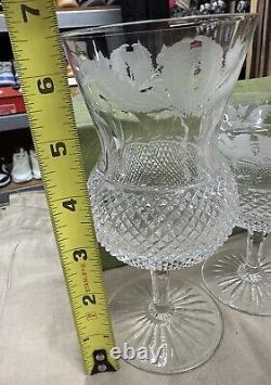 Set 5 Edinburgh Scotland Thistle Pattern Cut Crystal Glasses 6.5 4-7/8 4-1/2
