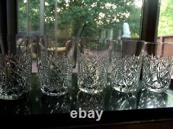 Set (5) Flat Tumblers 10 oz Glasses, 4-5/8 Cut Crystal signed Waterford CLARE