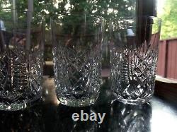 Set (5) Flat Tumblers 10 oz Glasses, 4-5/8 Cut Crystal signed Waterford CLARE
