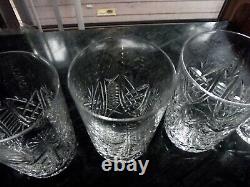 Set (5) Flat Tumblers 10 oz Glasses, 4-5/8 Cut Crystal signed Waterford CLARE